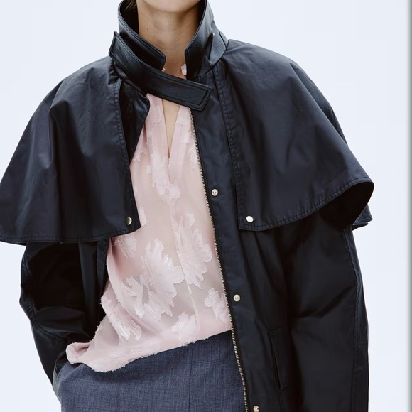 H&M JACQUARD-WEAVE BLOUSE Soft Pink Floral Size L - Picture 4 of 16